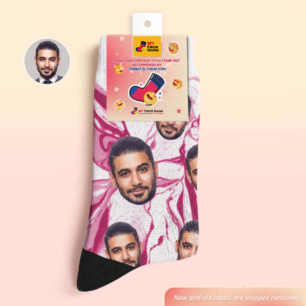 Custom Tie Dye Style Breathable Face Socks Personalized Soft Socks Gifts Purple - PhotoBoxer