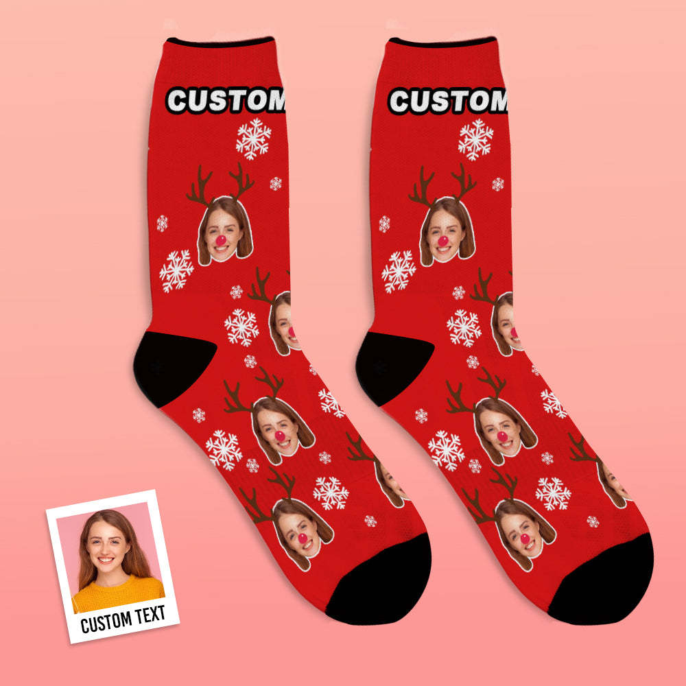 Christmas Custom Cute Antler Socks - PhotoBoxer