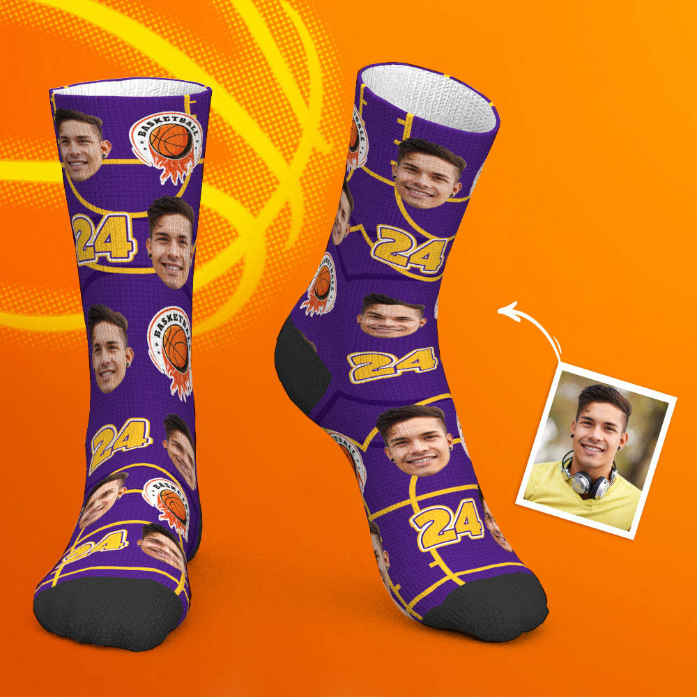 Custom Face Socks Sports Basketball Socks -24 - PhotoBoxer