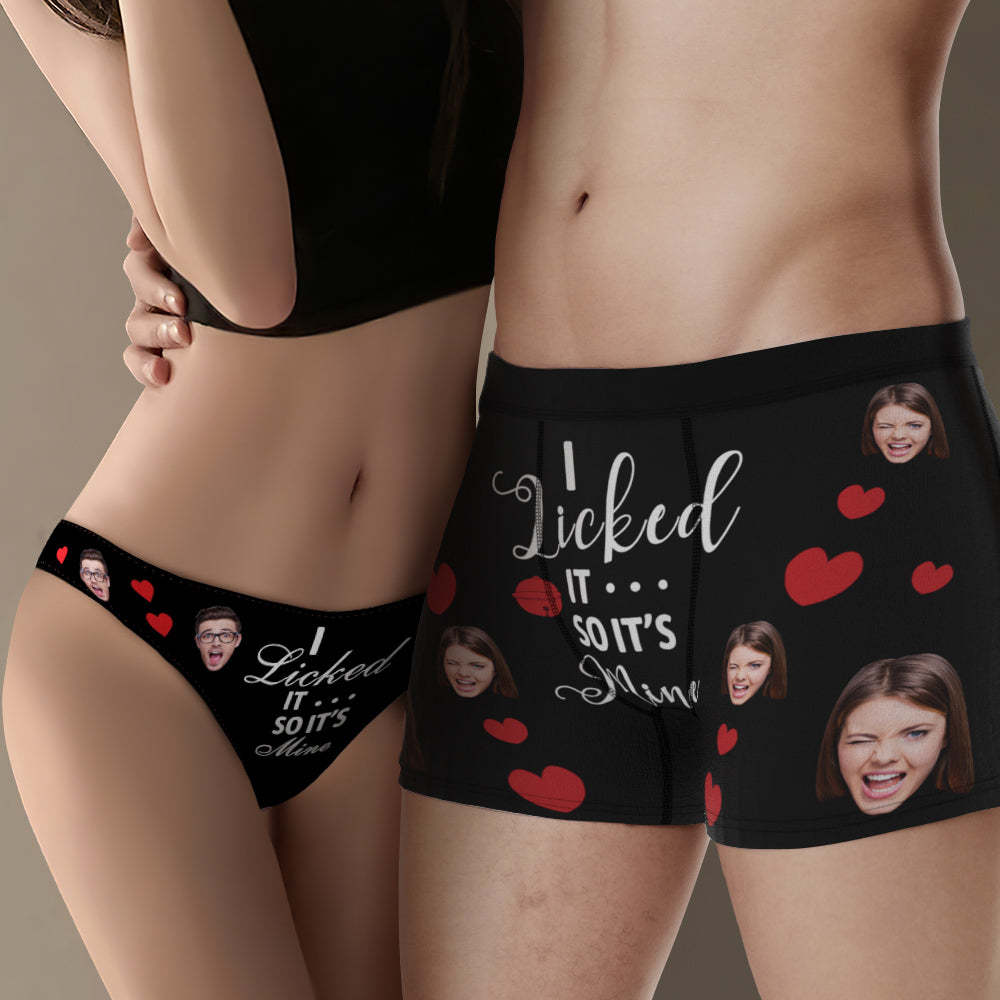 Custom Face Couple Matching Underwear I Licked It Personalized Funny Underwear Gift for Lovers