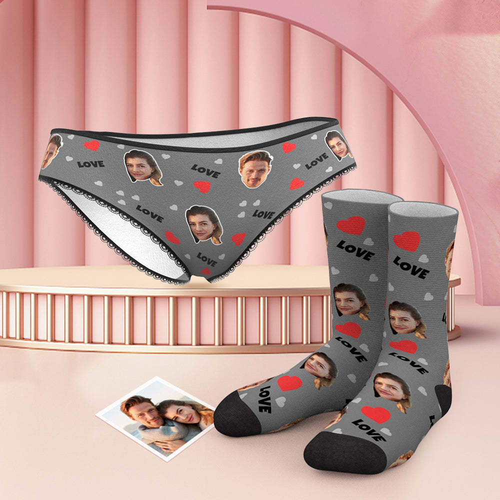 Custom Face Panties And Socks Set - Love