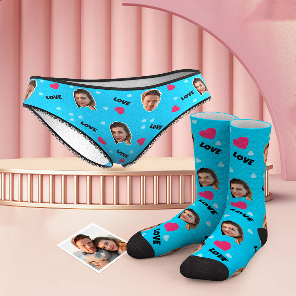 Custom Face Panties And Socks Set - Love