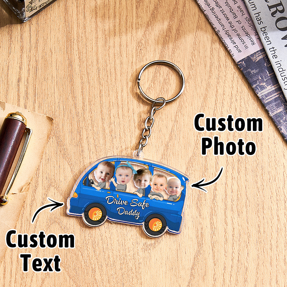 Personalized Drive Safe Keychain Custom Car Style Keychain Gift for Dad - PhotoBoxer