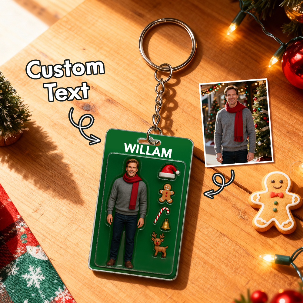 Custom Action Figure Pack Packaging Toy Box Style Art Gift Personalized Acrylic Keychain Best Christmas Gift for Him