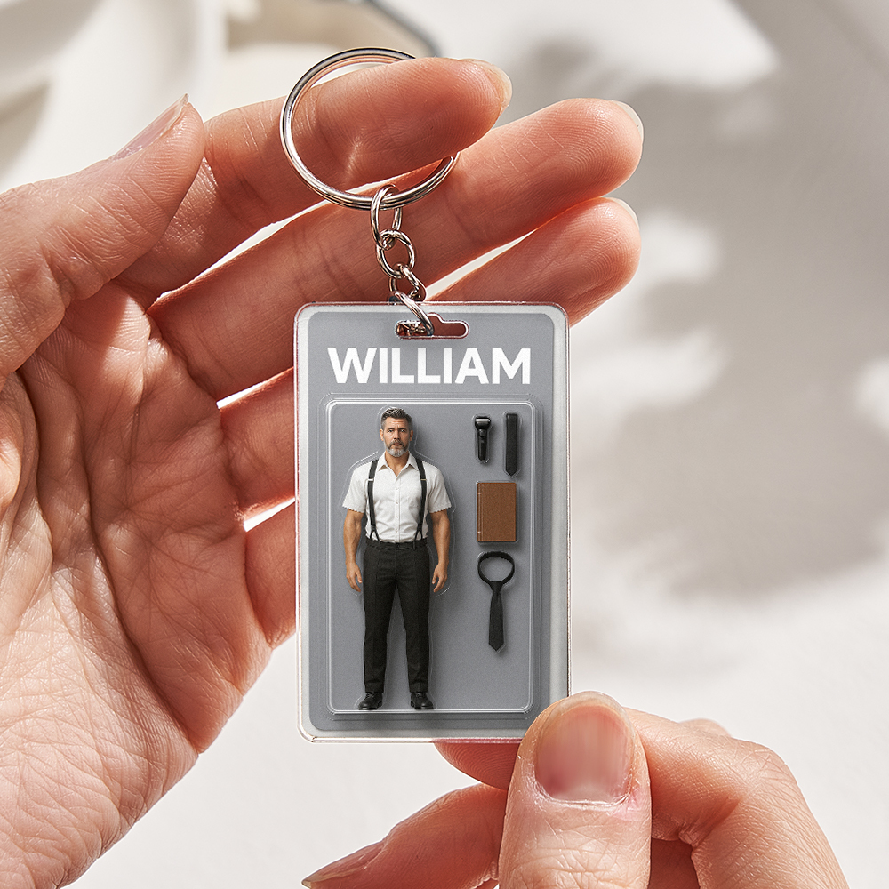 Fully Body Customizable Action Figure Pack Packaging Toy Box Style Art Gift Personalized Acrylic Keychain Gift for Him