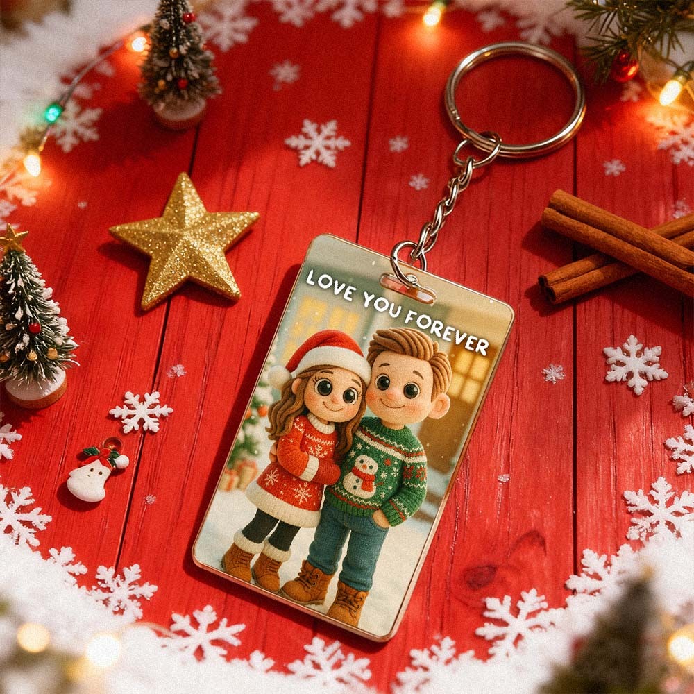 Custom Plush Pixar Style Keychain | Turn Your Photo into Cute Characters | Best Christmas Gift for Him - PhotoBoxer