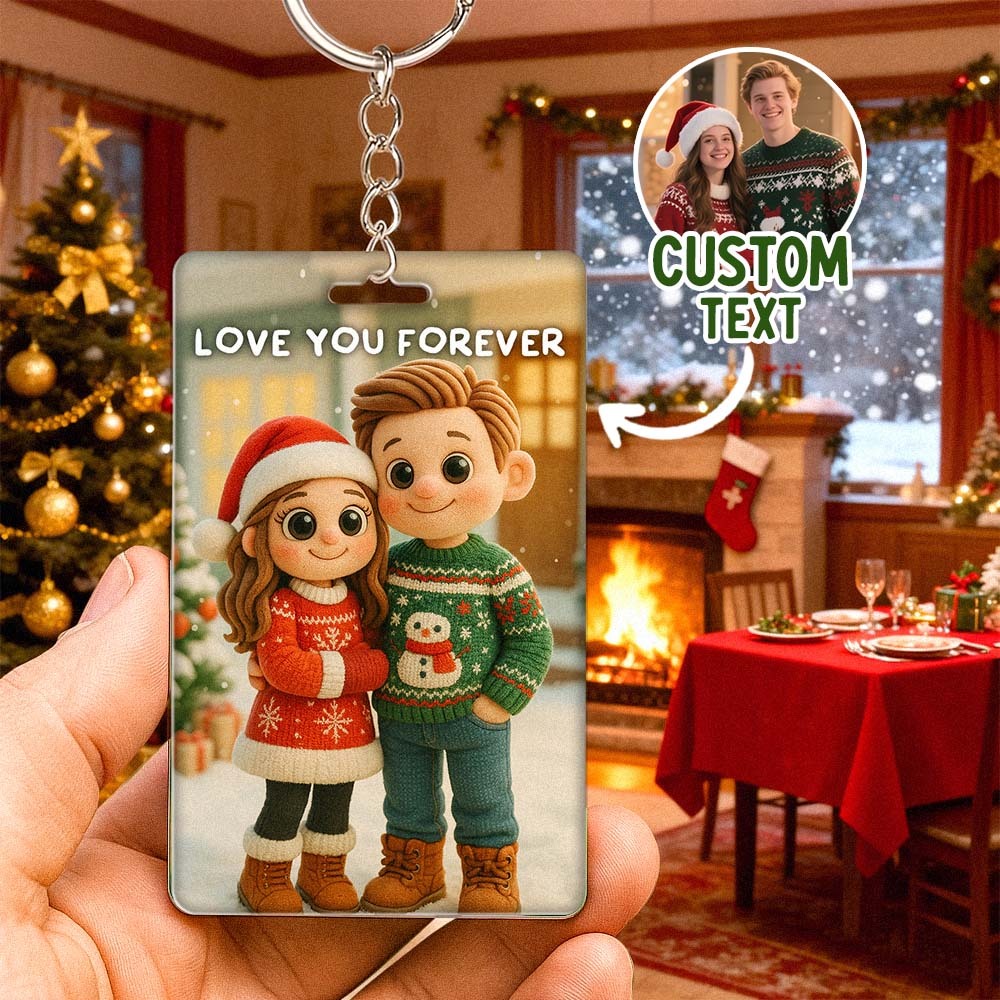 Custom Plush Pixar Style Keychain | Turn Your Photo into Cute Characters | Best Christmas Gift for Him - PhotoBoxer