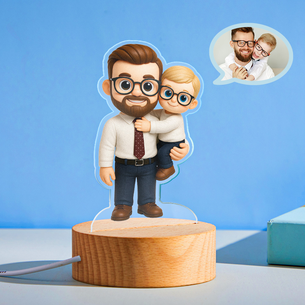Customizable cartoon character night light great gift for dad or loved ones - PhotoBoxer