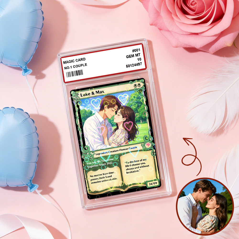 Personalized Anime Magic Card Couple Photo Anime Style Valentine's Day Gift for Couple - Photowatch
