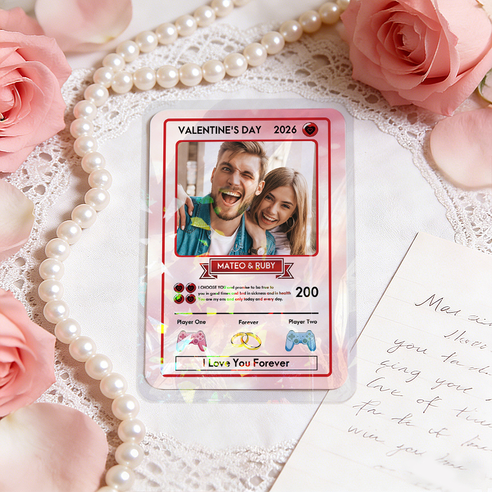 Personalized Valentine’s Day Power Couple Card, Custom Anniversary Card Couple Photo Anime Style, Best Valentine's Day Gift for Lover - PhotoBoxer