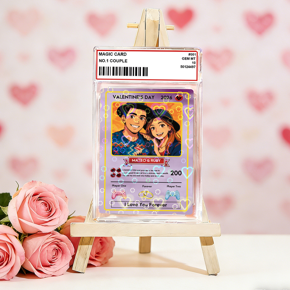 Personalized Valentine’s Day Power Couple Card, Custom Anniversary Card Couple Photo Anime Style, Best Valentine's Day Gift for Lover - PhotoBoxer
