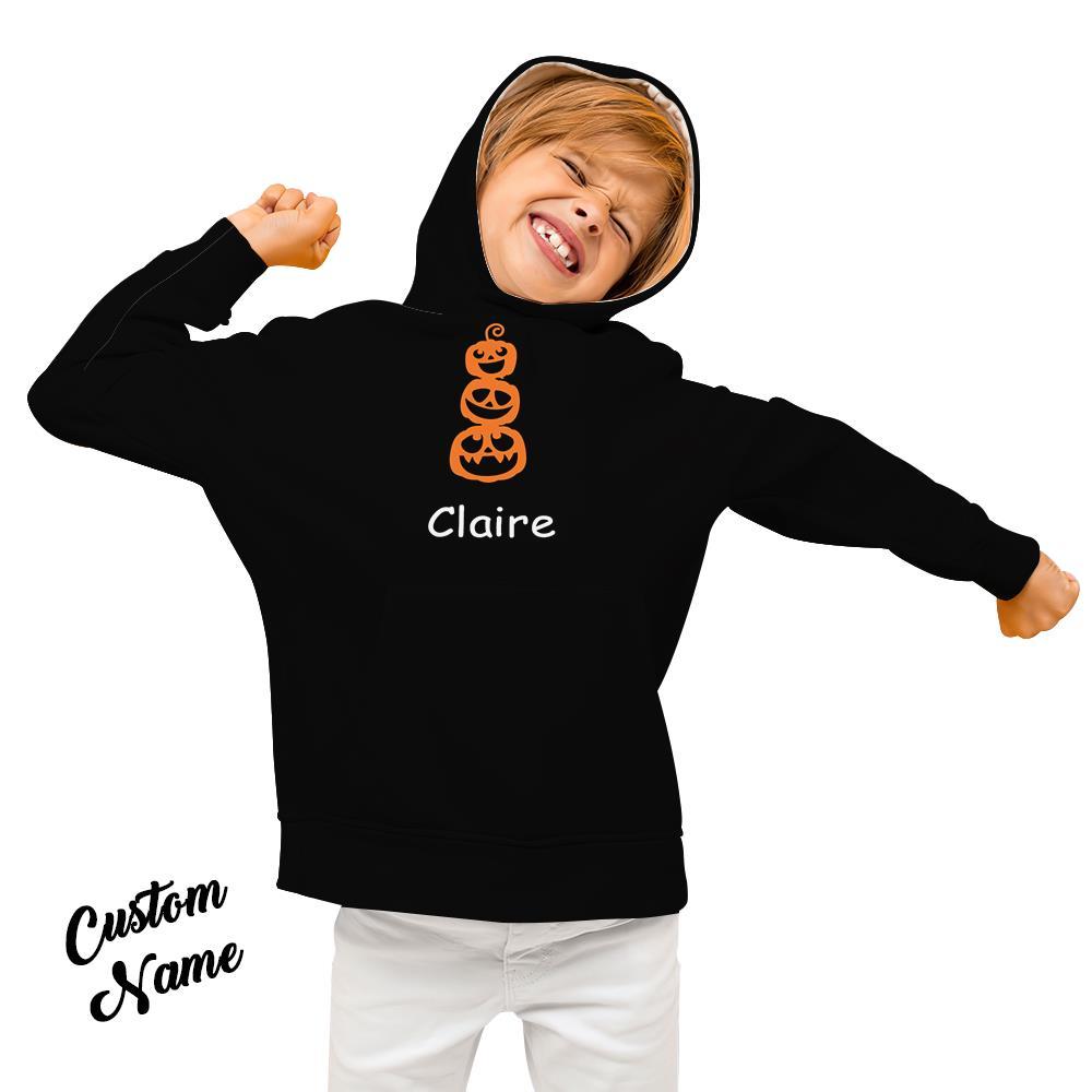 Kids Custom Name Hoodie Custom Pumpkin Sweatshirt for Children Halloween Gift