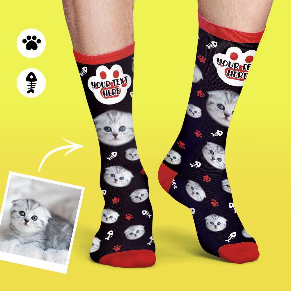 Custom Face Socks Colorful Candy Series Soft And Comfortable Cat Socks - PhotoBoxer