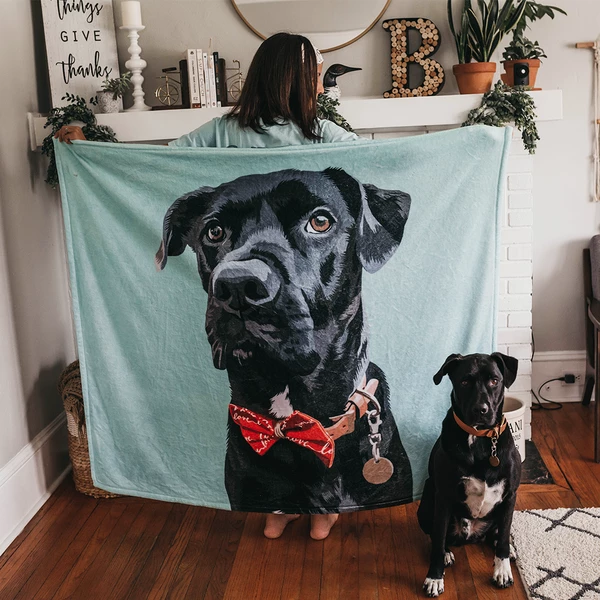 Custom Dog Blankets Personalized  Pet Fleece Blanket Painted Art Portrait - MyPhotoSocks