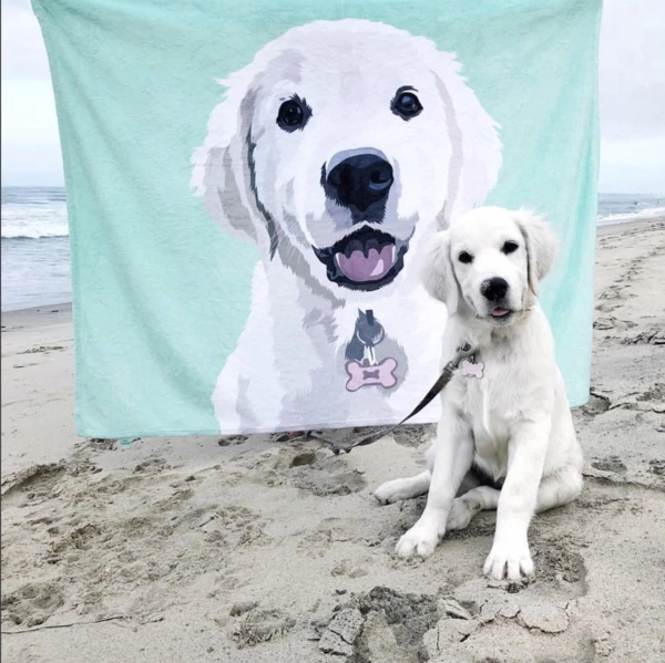 Custom Dog Blankets Personalized  Pet Fleece Blanket Painted Art Portrait - MyPhotoSocks