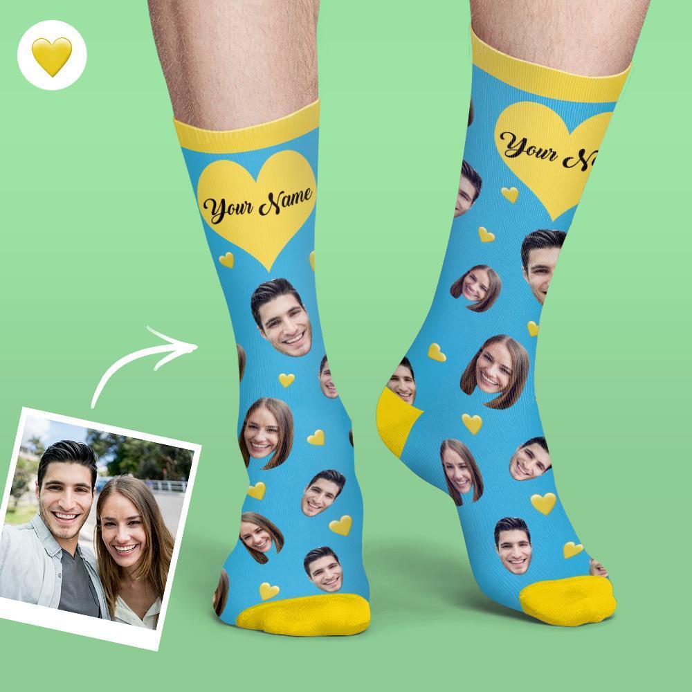 Custom Face Socks Colorful Candy Series Soft And Comfortable Heart Socks - PhotoBoxer