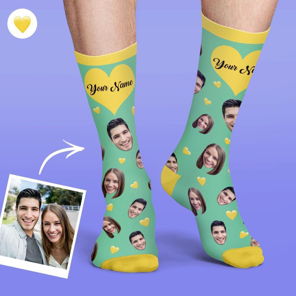 Custom Face Socks Colorful Candy Series Soft And Comfortable Heart Socks - PhotoBoxer