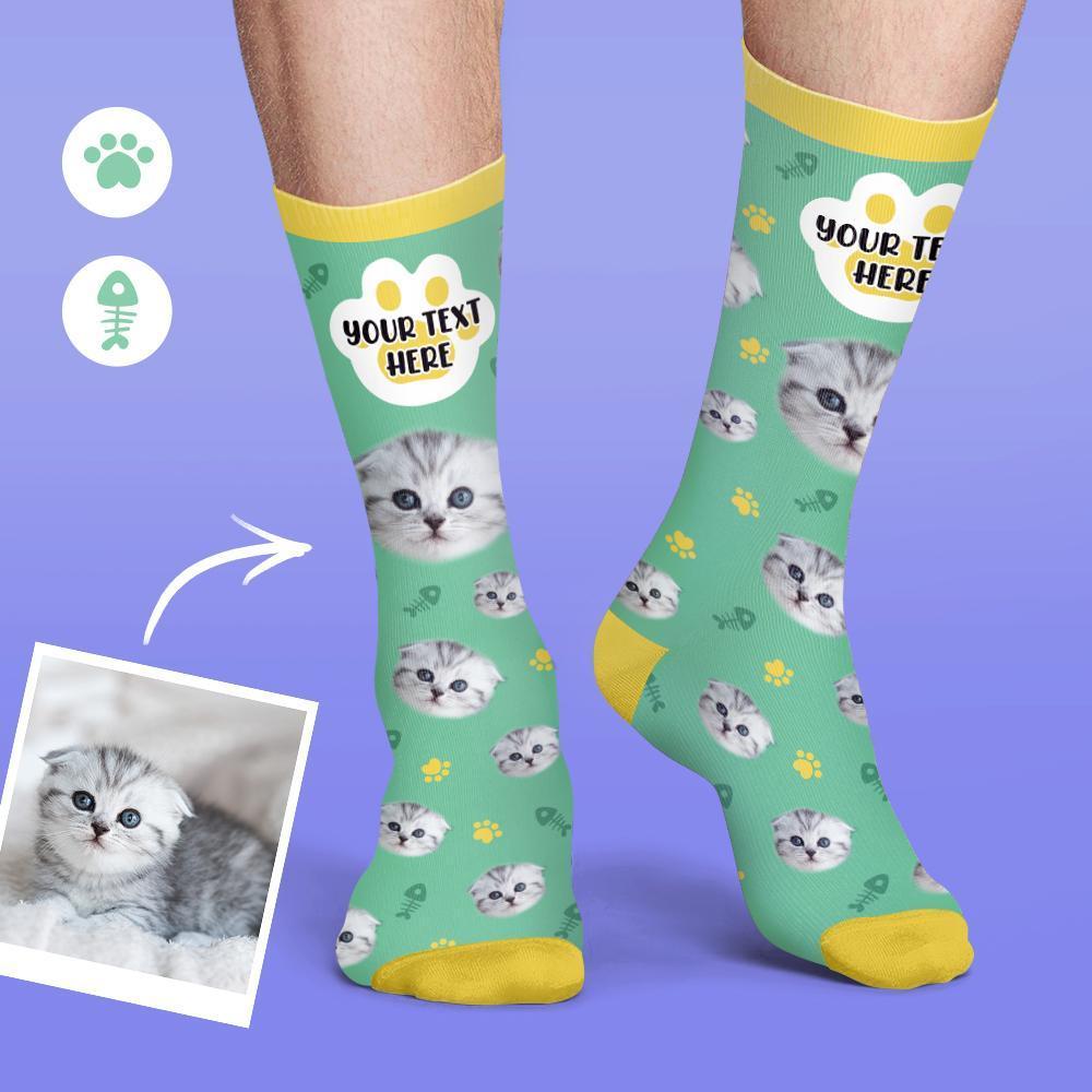 Custom Face Socks Colorful Candy Series Soft And Comfortable Cat Socks - PhotoBoxer