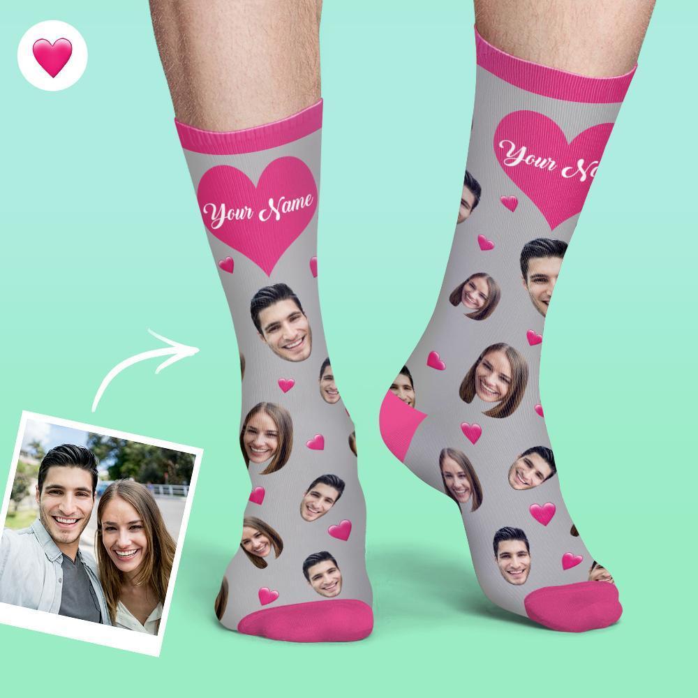 Custom Face Socks Colorful Candy Series Soft And Comfortable Heart Socks - PhotoBoxer
