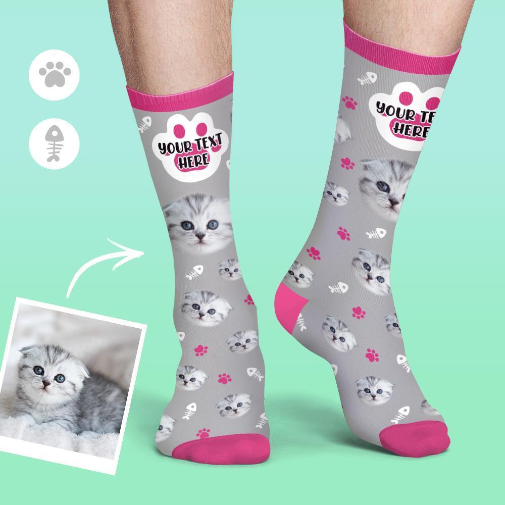 Custom Face Socks Colorful Candy Series Soft And Comfortable Cat Socks - PhotoBoxer