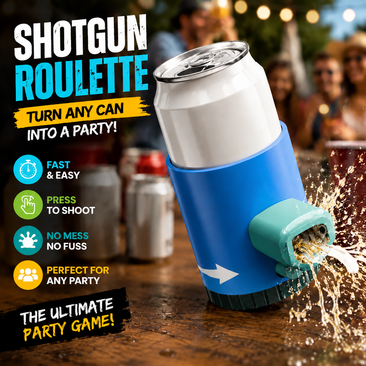 Shotgun Can Opener Tool | Fun Beer Party Drinking Game Gadget | Instant Can Spray Opener for Parties & Outdoor Events - PhotoBoxer