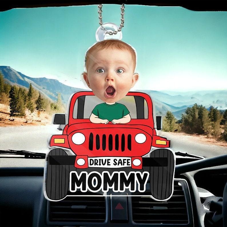 Fathers Day Gifts, Custom Car Photo Ornament For Dad, Drive Safe Daddy Car Hanger, Car Decor, Gift for Dad, Drive Safe Ornament, Daddy Gifts - PhotoBoxer