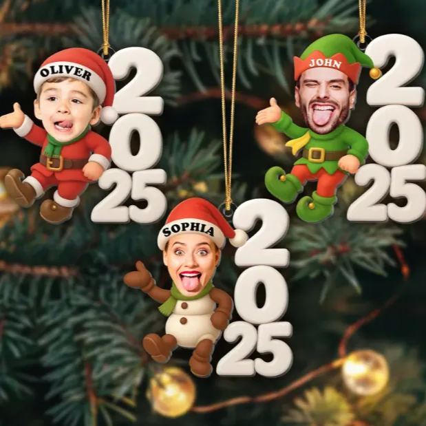 Personalized Family Christmas Ornament, Funny Custom Face Ornament, Holiday Tree Decoration, Christmas Gift for Families - PhotoBoxer