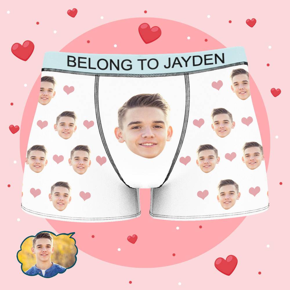 Jayden - Personalized Property of Name Boxer Custom Name Face Boxer with Text Inscribed Waist Anniversary Gifts for Boyfriend