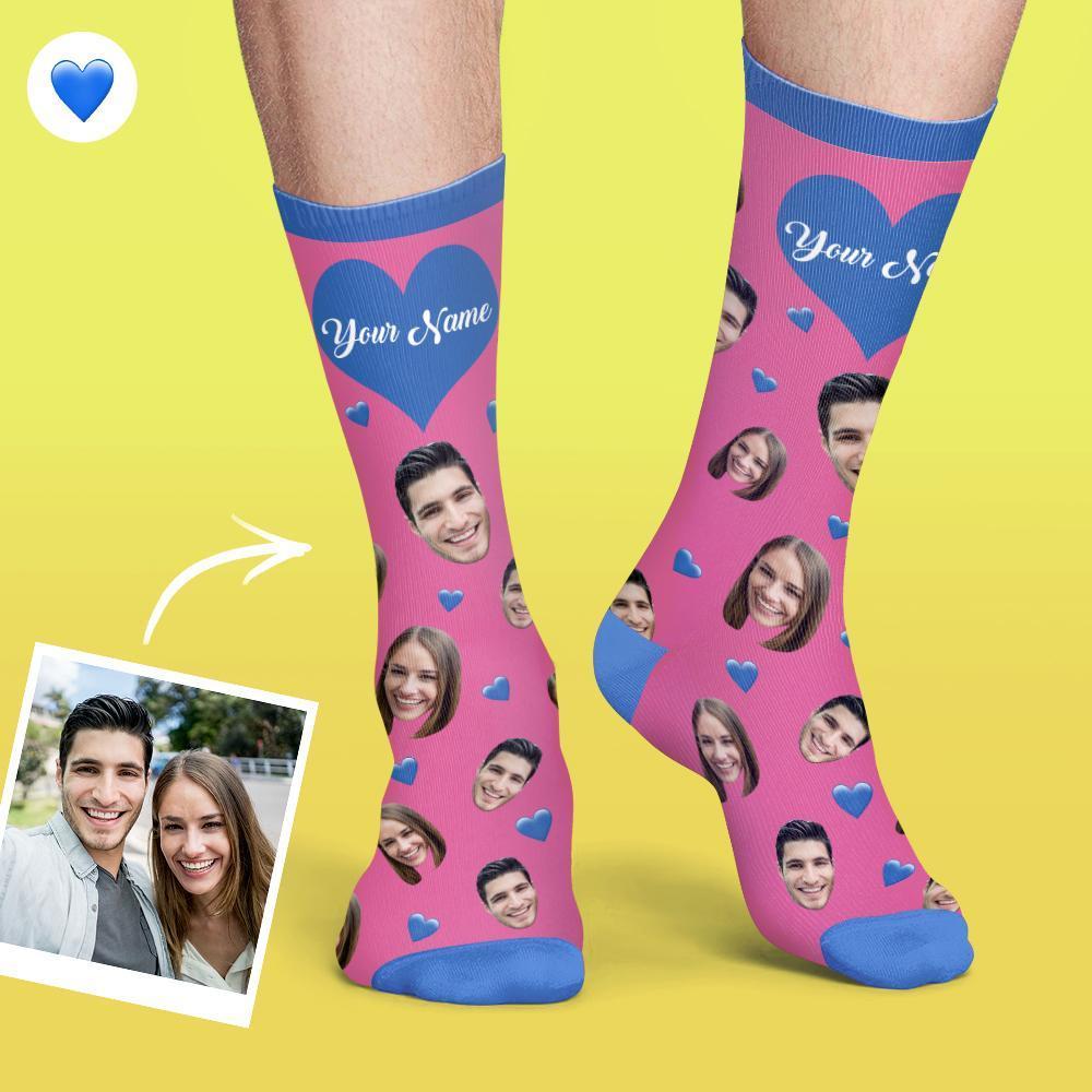 Custom Face Socks Colorful Candy Series Soft And Comfortable Heart Socks - PhotoBoxer