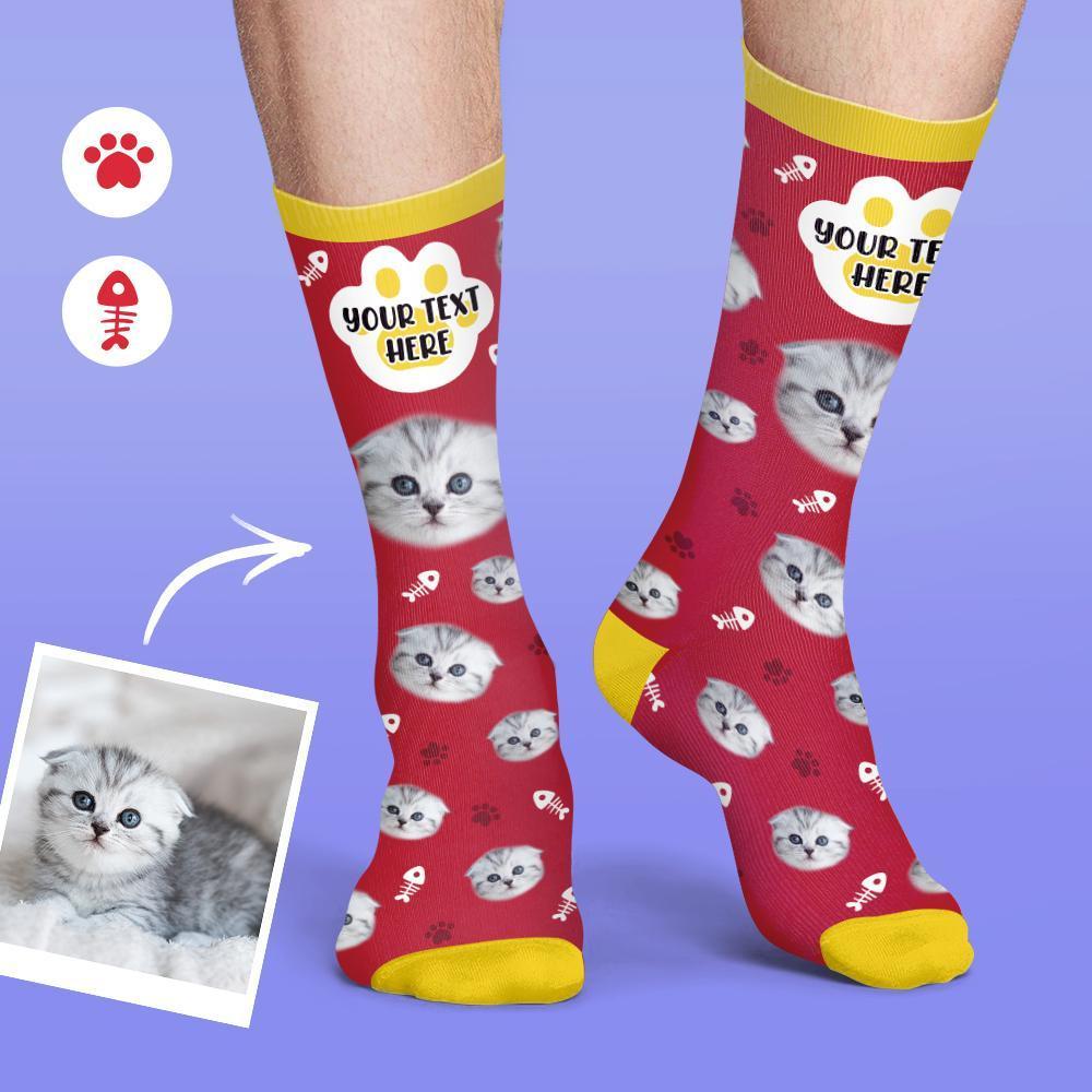 Custom Face Socks Colorful Candy Series Soft And Comfortable Cat Socks - PhotoBoxer