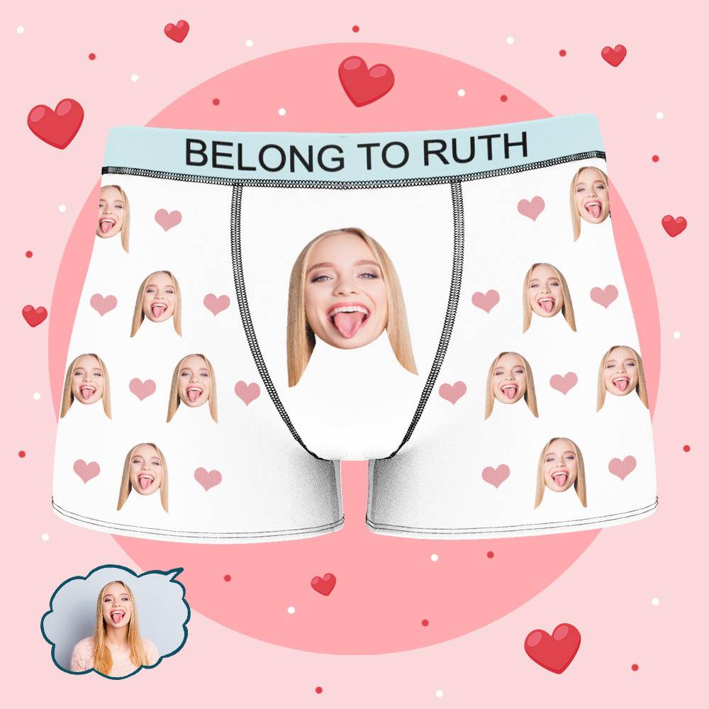 Ruth - Personalized Property of Name Boxer Custom Name Face Boxer with Text Inscribed Waist Anniversary Gifts for Boyfriend