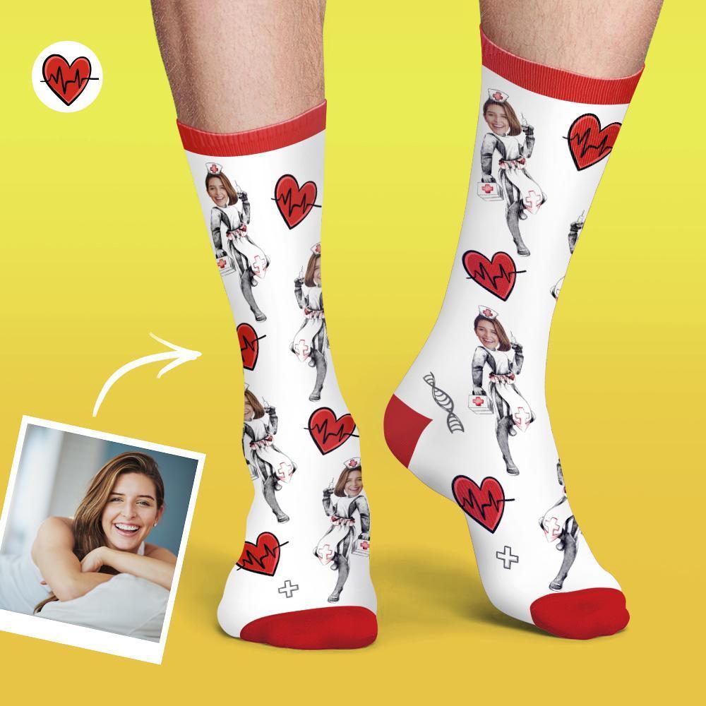 Custom Nurse Socks Add Pictures And Name - PhotoBoxer
