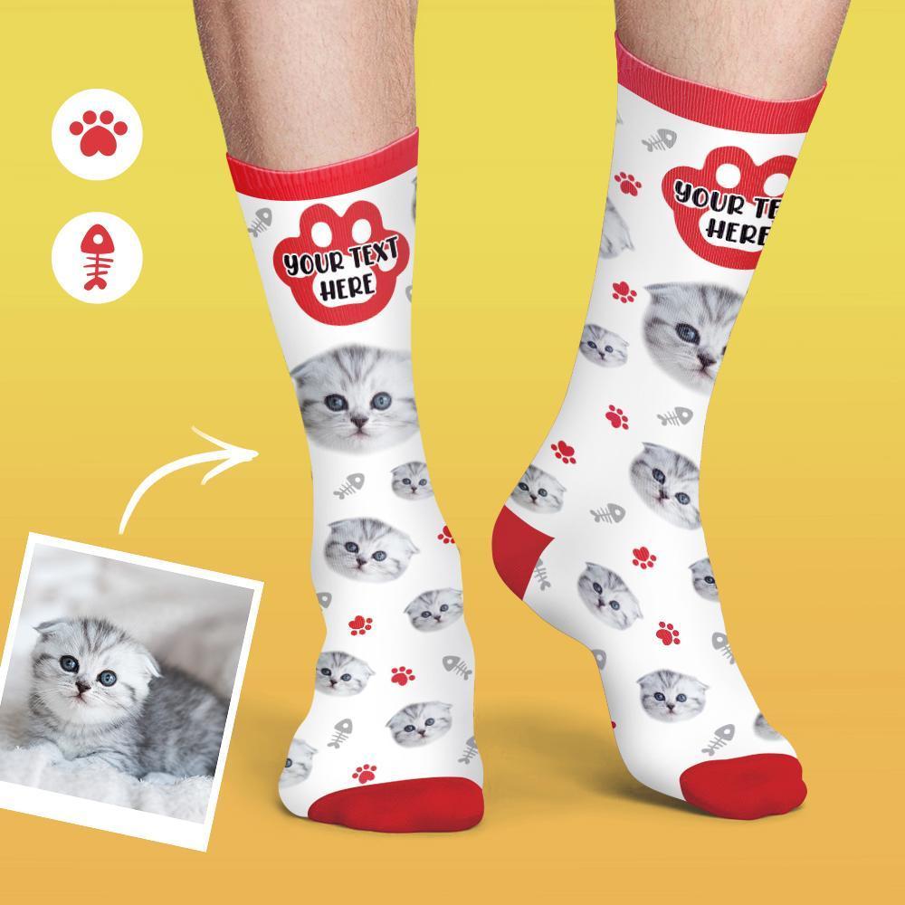 Custom Face Socks Colorful Candy Series Soft And Comfortable Cat Socks - PhotoBoxer