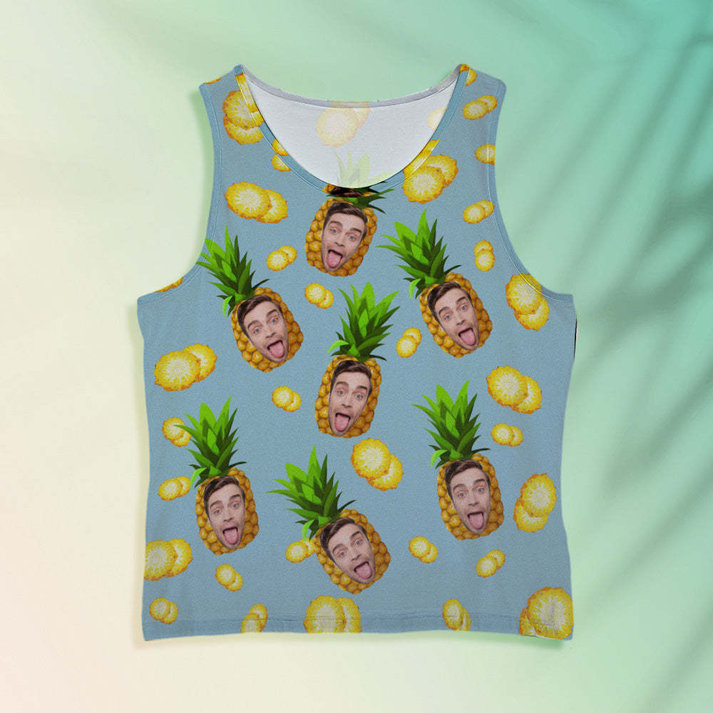 Camiseta Sin Mangas Con Cara Personalizada Para Hombre Big Pineapple - CalzoncillosfotoES