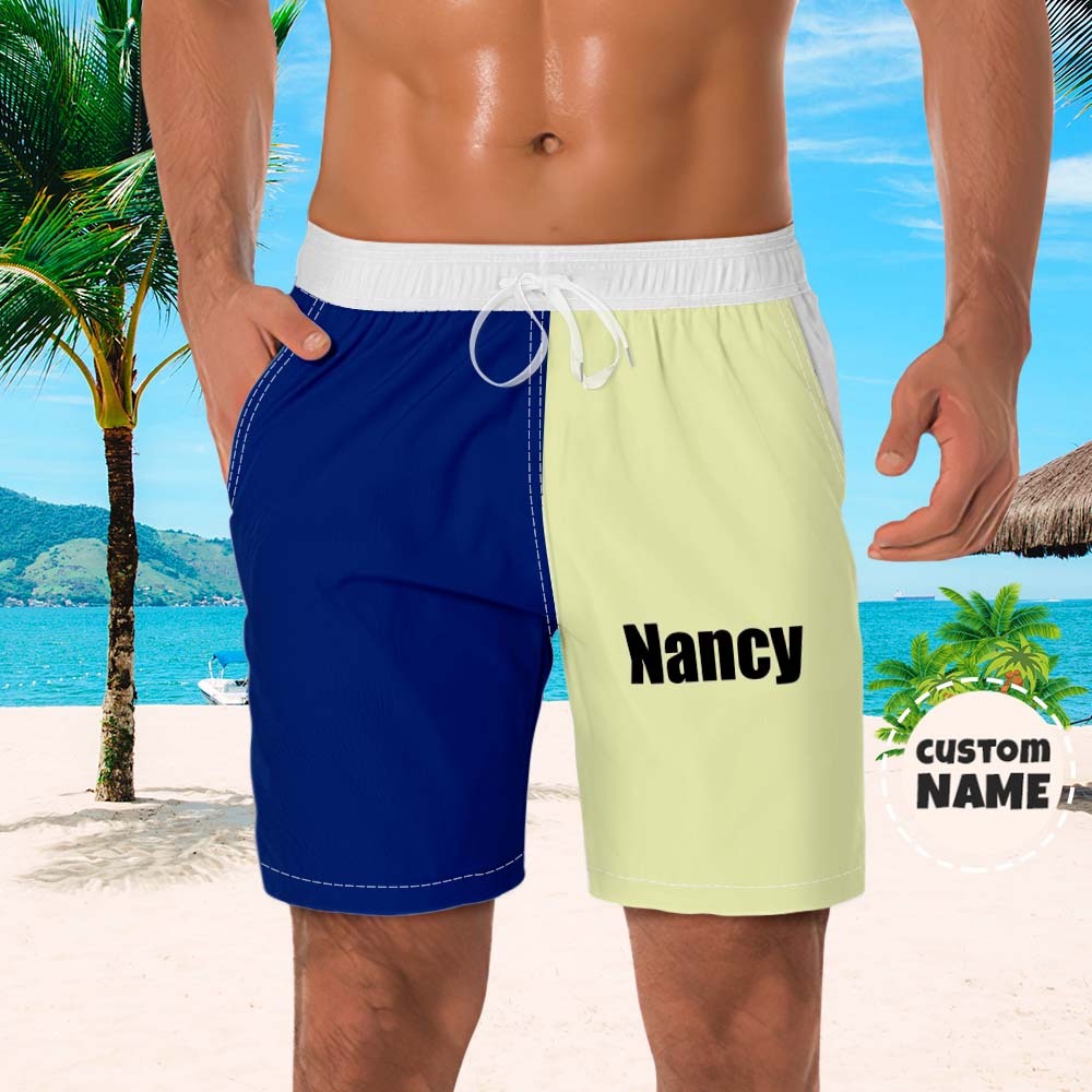 Custom Men's Beach Shorts Custom Name Swim Trunk-Contrast Color