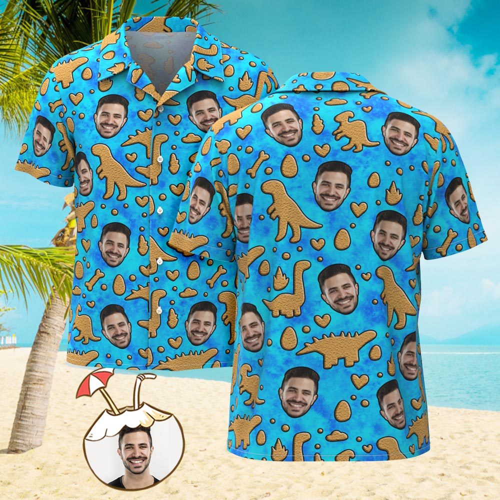 Camisa De Hombre Personalizada Con Estampado De Cara, Camisa Hawaiana, Regalos Divertidos - CalzoncillosfotoES