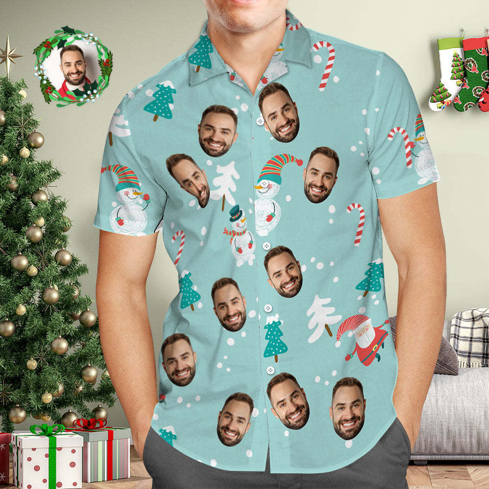 Camisa Hawaiana De Cara Personalizada Camisas Hawaianas Con Foto Personalizada Regalo De Navidad Para Él - CalzoncillosfotoES