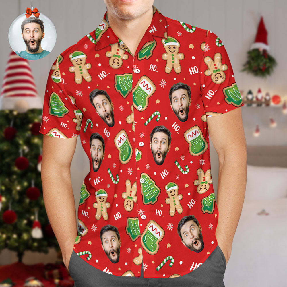 Camisas Hawaianas Con Cara Personalizada, Un Acogedor Regalo De Camisas Navideñas Para Hombres Pequeños - CalzoncillosfotoES