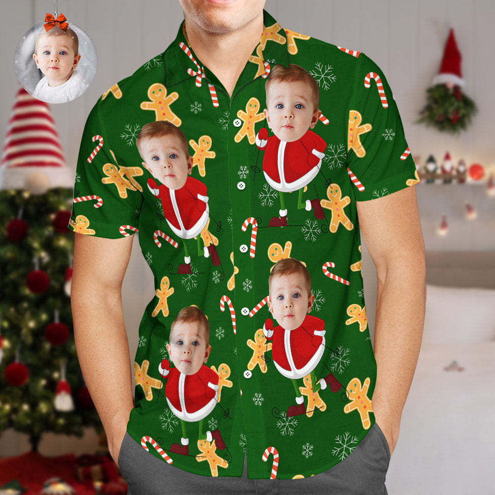 Camisas Hawaianas De Cara Personalizada Cara Divertida Papá Noel Feliz Navidad Camisas Regalo - CalzoncillosfotoES