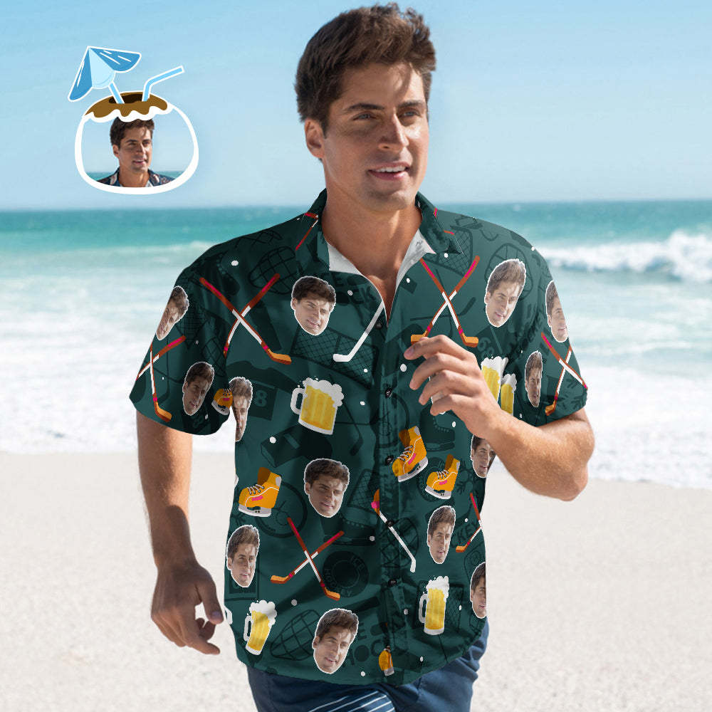 Camisas hawaianas de hockey personalizadas para hombres Camisa de playa Aloha para hombres Ropa de hockey perfecta