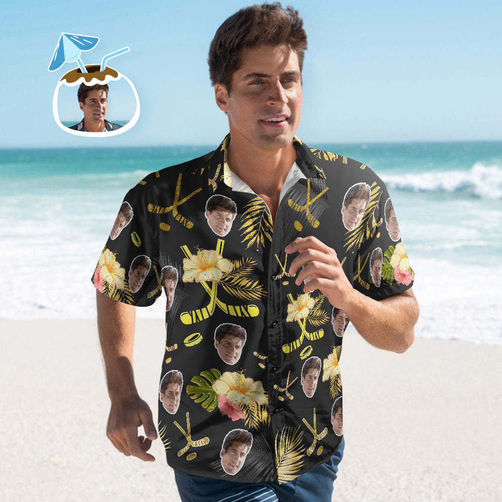 Camisas hawaianas de hockey personalizadas para hombres Camisa de playa Aloha para hombres Regalo para los amantes del hockey