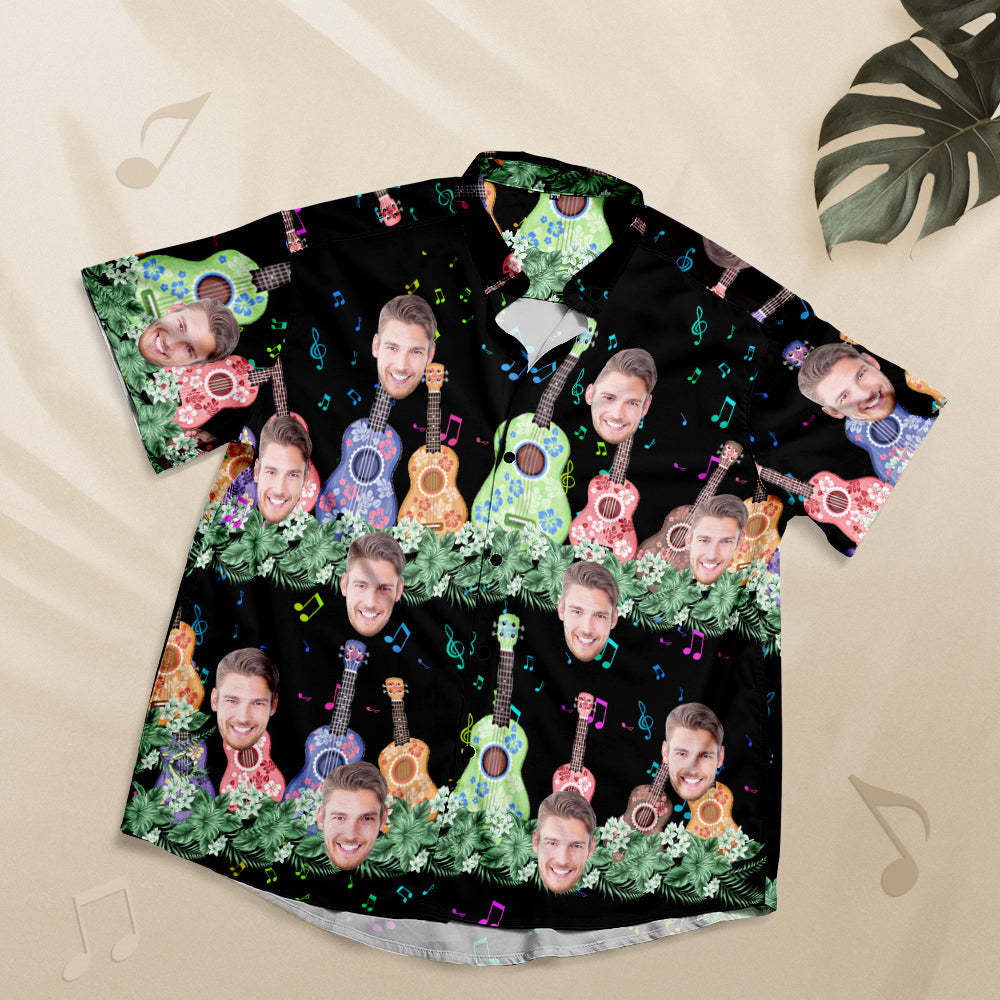 Personalizar la camisa hawaiana frontal personalizada estilo musical regalo de la camisa - guitarra musical