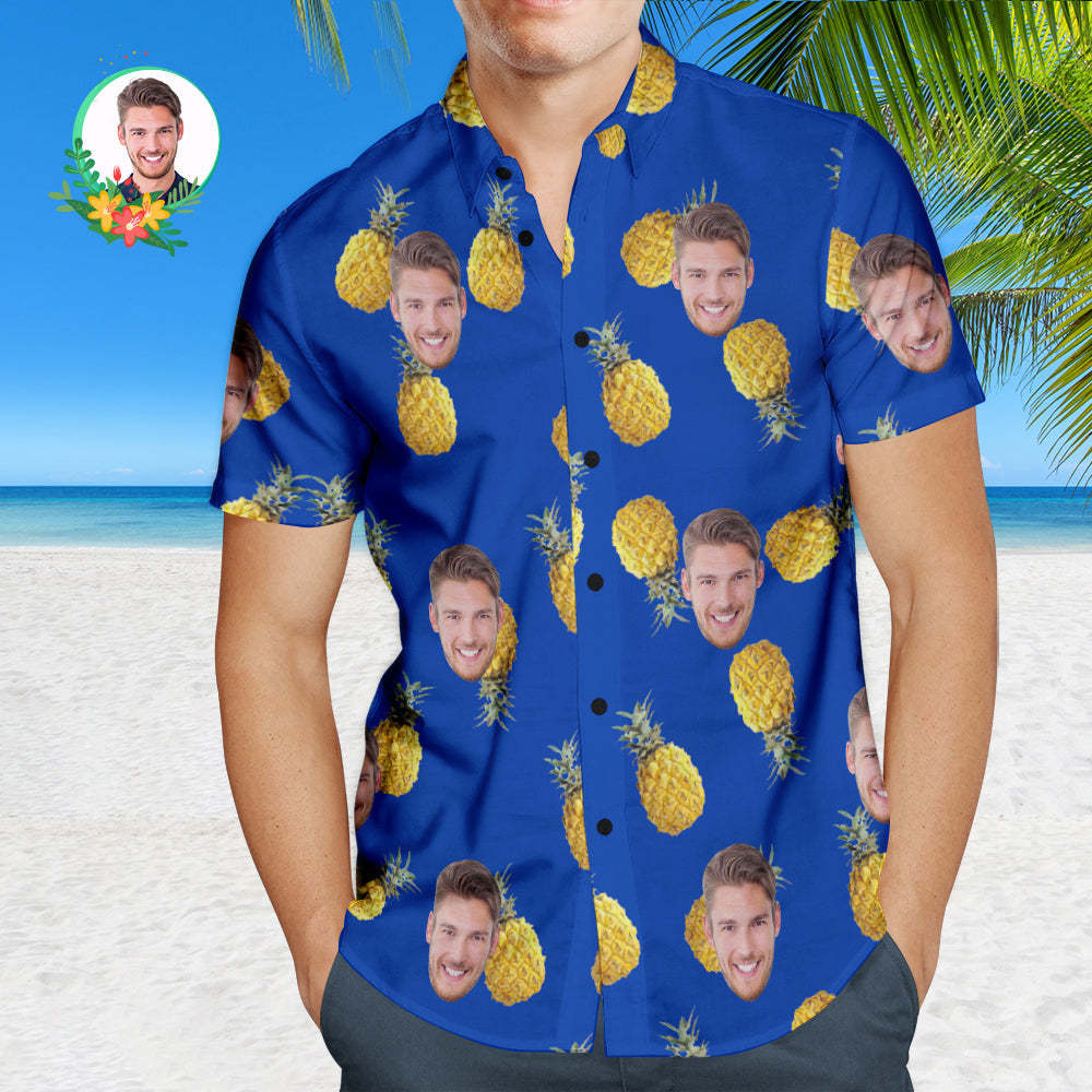 Camisa hawaiana de cara personalizada Camisas de manga corta de piña con foto personalizada para hombres