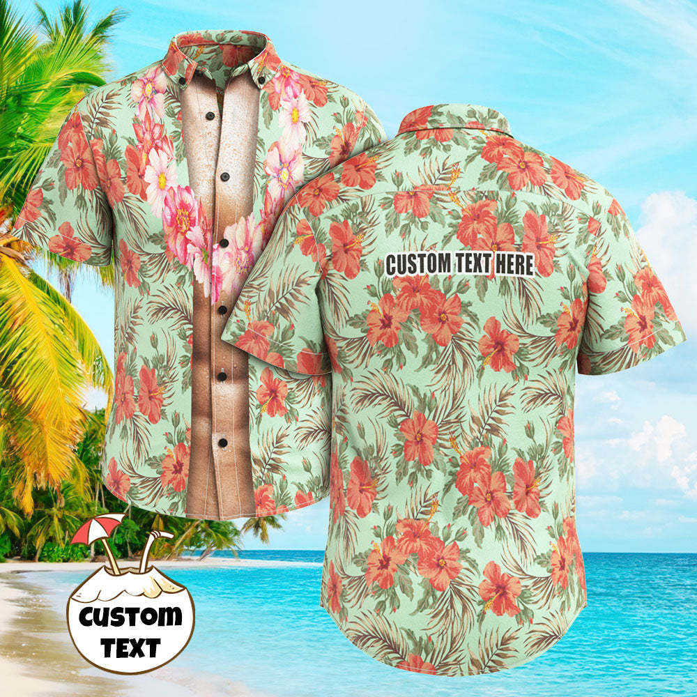 Camisas Hawaianas Personalizadas Para Hombres Camisas Hawaianas Con Texto Personalizado Para Él - Guirnalda Hawaiana