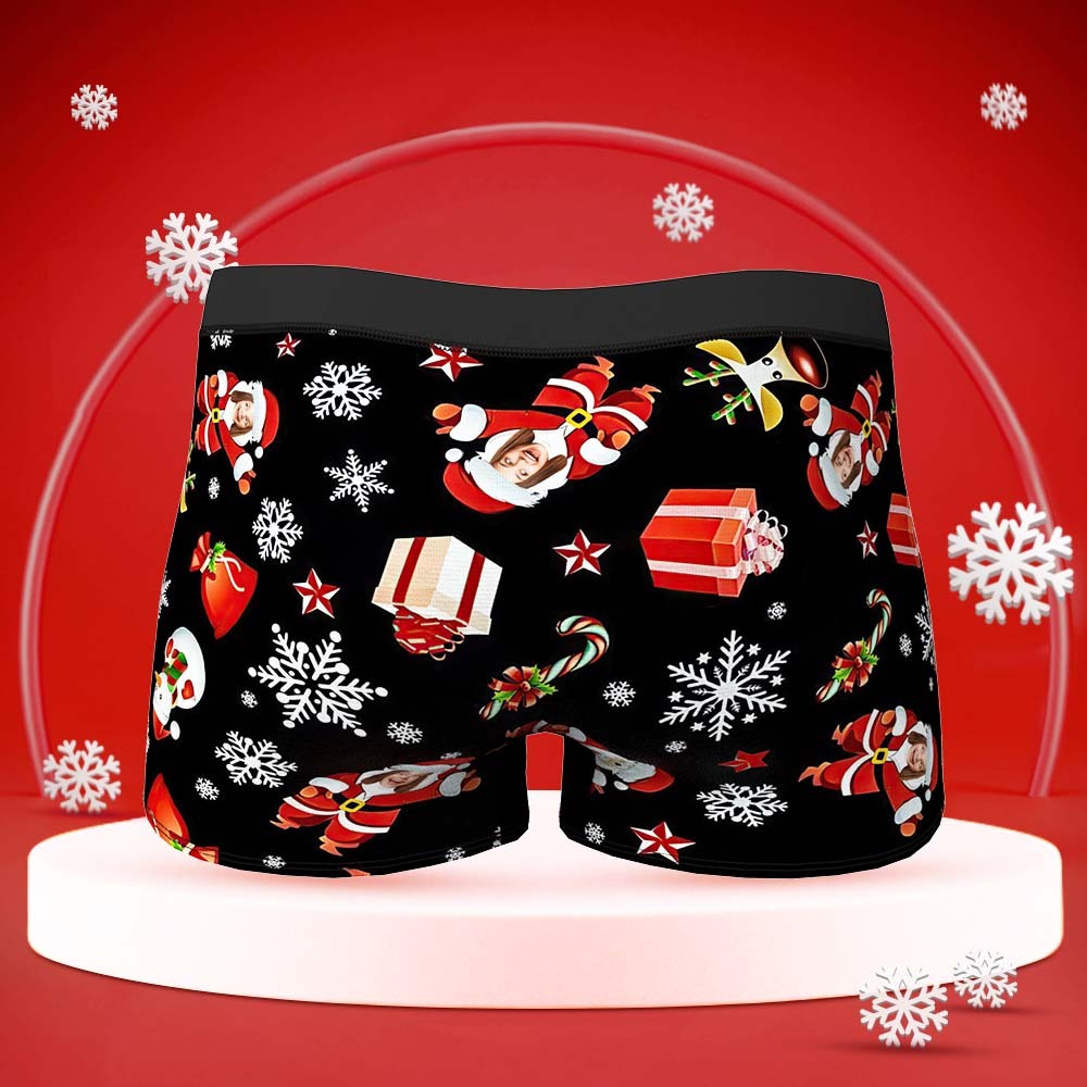 Pantalones Cortos Personalizados Para Hombres Con Fotos De Santa Claus Muñeco De Nieve Regalo De Navidad