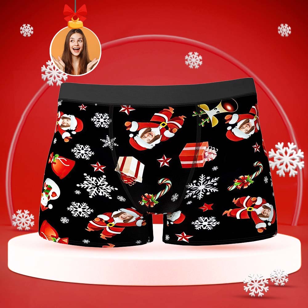 Pantalones Cortos Personalizados Para Hombres Con Fotos De Santa Claus Muñeco De Nieve Regalo De Navidad