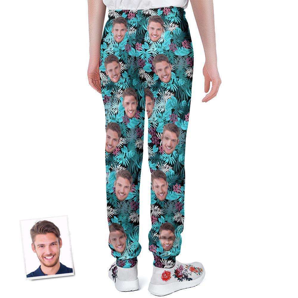 Pantalones De Chándal Con Cara Personalizada Diseño De Hojas Personalizadas Joggers Unisex
