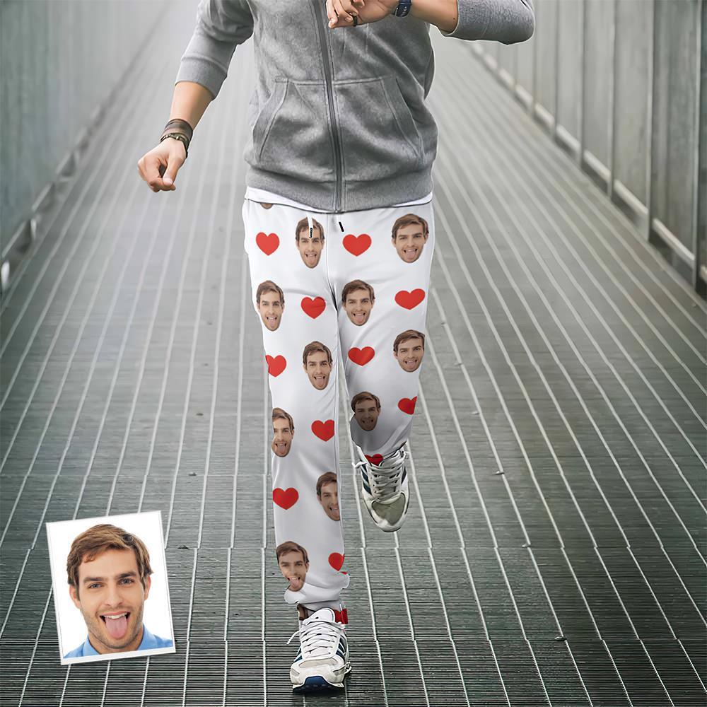 Pantalones De Chándal Personalizados Joggers Unisex Con Estampado De Corazón En La Cara