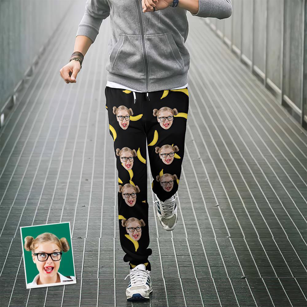 Pantalones De Chándal Con Cara Personalizada Joggers Unisex Con Diseño De Plátano Personalizado - Regalo Para Amante