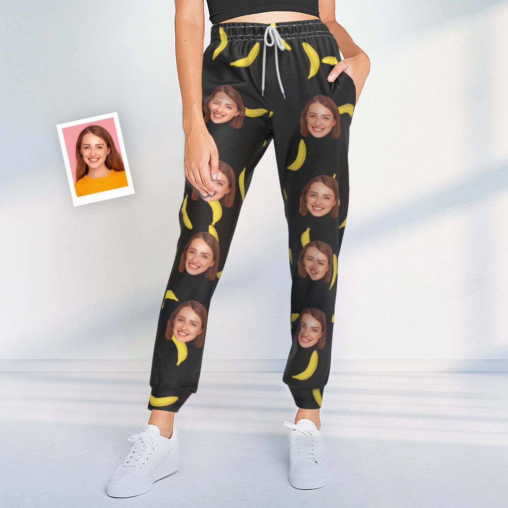 Pantalones De Chándal Con Cara Personalizada Joggers Unisex Con Diseño De Plátano Personalizado - Regalo Para Amante